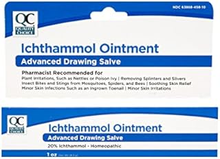 Quality Choice Ichthammol Ointment 20%, Advanced Drawing Salve, Soothing Skin Relief for Plant Irritations, Splinter, Slivers, Acne, Boils, Ingrown Hairs & Nails,Bug Bites & Stings, 1oz Tube