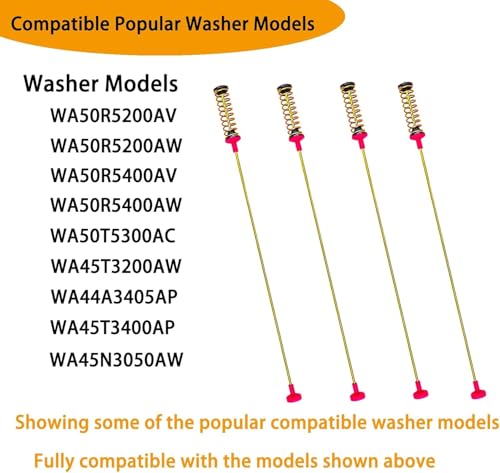 Image of Upgrade DC97-16350U DC97-16350T Suspension Rods (OEM) for Samsung Washing Machine | Fit for WA50R5200AW /US WA45T3400AV /A4 WA45T3400AP /A4 WA45N3050AW /A4 WA50R5200AV /A4 WA45T3200AW /A4 WA50R5400AW /US Washer
