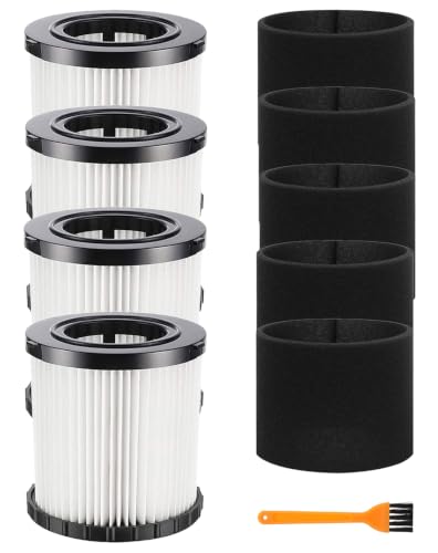 Image of 4 Pack DCV5801H HEPA Filters Replacement for DEWALT DCV580 DCV581H DCV5801H 20V MAX Wet /Dry Vacuum with 5 Foam Sleeve Filters