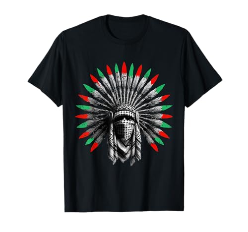 Palestinian Keffiyeh and American Indians Feathers Unity T-Shirt