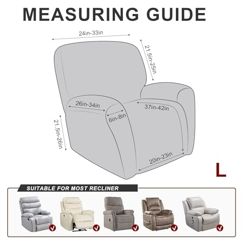 Image of ANARACHON Leather Look Recliner Chair Covers, 4 Pieces Recliner Covers Non Slip, Soft Cover for Reclining Chair, Washable Furniture Protector for Pets (1 Seater, 024 Brown)