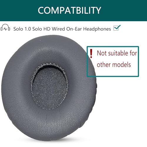 Repuestos de Almohadillas para Oído, Compatibles con Auriculares Beats Solo 1.0 Solo HD con Cable, Cuero Proteico Suave Combinado con Espuma de Memoria de Alta Densidad, Repuestos ACCIUK (Gris) miniatura 3