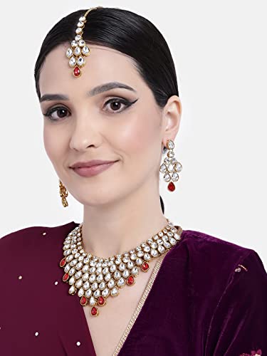 Image of Peora Ethnic Traditional Kundan Bridal Jewellery Set Gift for Women