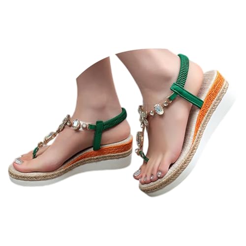 Sandales compensées strass confortables pour marcher sans douleur tout l'été