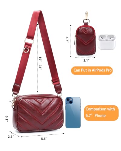 Image of Herald Quilted Small Crossbody Bag with Coin Pouch for Women | Lightweight, Vegan Leather, Trendy Style, Detachable Mini Pouch, 2 Size Cross Body Handbags with Wide Strap for Daily Travel