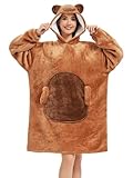 Couverture de sweat-shirt multifonctionnelle : design surdimensionné, très grand et spacieux pour les adultes, les hommes, les femmes, les adolescents et les filles. La couverture sweat à capuche peut remplacer une couverture ou une couverture pour regarder la télé.