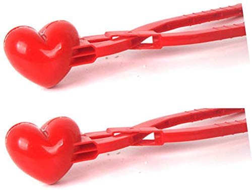 Beminh Heart Snowball Maker Tool with Handle Plastic Clamp, Love Heart Snowball Maker Clip, Winter Outdoor Snowman Toys Snow Ball Clip for Kids Adults Couples