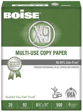 Papel de copia multiusos X-9, 92 brillante, 20lb, 8-12 X 11, blanco, 5000 hojascartón