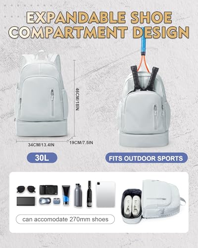 Image of Gym Backpack for Women Men, Lightweight Gym Bag with Shoe Compartment, Waterproof Backpack Sports Essentials with Wet Pocket for Fitness Yoga Sports, Blue