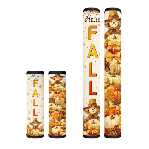 Image of Dreaweet Fall Pumpkin Scarecrow Print Refrigerator Handle Covers Set of 4
