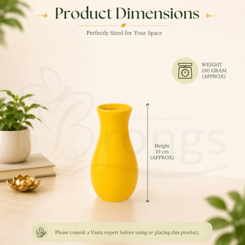Image of Vastu Yellow Vase |Size- 7 Inch Approx | Decorative Resin for Home & Office Decor | Elegant Modern Yellow for Living Room, Table & Gifting | Pack of 1