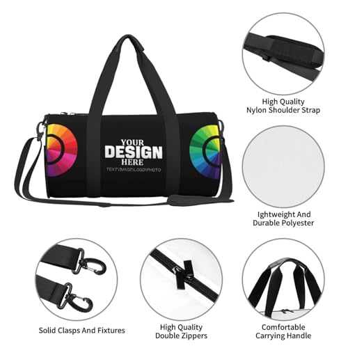 Custom Duffle Bag Personalized Travel Bag for Men Women, Customized Sport Gym Bag Weekend Camp Bag with Photo Text Logo2