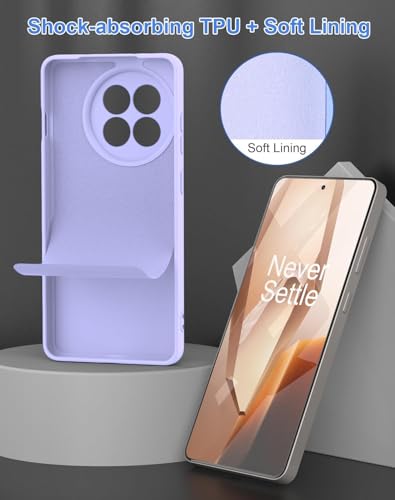 Image of DIZORO Compatible with OnePlus 13R 5G Back Cover with Upgraded Square Edges for Camera Protection Shockproof Flexible Matte Liquid Silicone Mobile Phone Case (Purple)