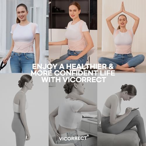 Posture Corrector for Women and Men Support: Back Support Brace - Shoulders Straightener Relieve Upper Back Pain (Pink, Medium)
