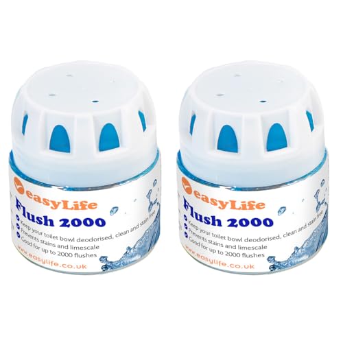 Easylife Flush 2000 Toilet Cleaner (Pack of 2) Toilet Freshener Lasts up to 2000 Flushes Works Within 24 Hours Biodegradable and Non-Toxic Bathroom Cleaning Products - Fully Guaranteed