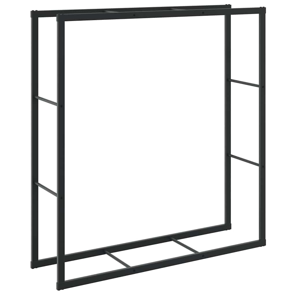 Estantería para leña de acero negro, 110 x 30 x 116 cm, para guardar leña, interior y exterior, estable estantería de metal para apilar y almacenar leña, ahorra espacio y es resistente a la intemperie