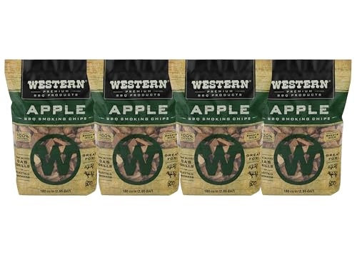 Western Apple BBQ Smoking Chips – 100% Real Wood for Grilling & Smoking – Mild, Sweet, and Delicate Smoke Flavor – Perfect for Pork, Ribs, Pork Shoulder, Chops, Vegetables & Beef (Apple)