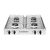 Parrilla de Gas Alfamex, 4 Quemadores, Color Blanco, Modelo 312-6-BLANCO