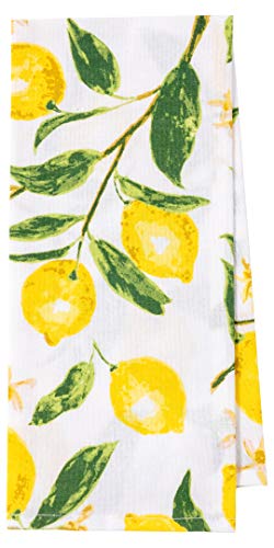 Kaf Home Pantry Lemons All Over Kitchen Dish Towel Set Of 4, 100-Percent Cotton, 18 X 28-Inch #TOP1