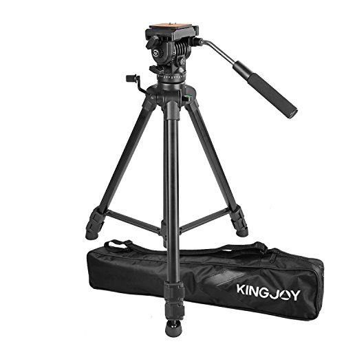 Video Tripod With Fluid Head, Kamisafe Vt-1500 Heavy Duty Tripod Camera Stand Fluid Head Tripod For Video Camera Dslr Camcorder Nikon Canon Sony With Carry Bag, Extends To 65", Max Load 22 Lbs #TOP2
