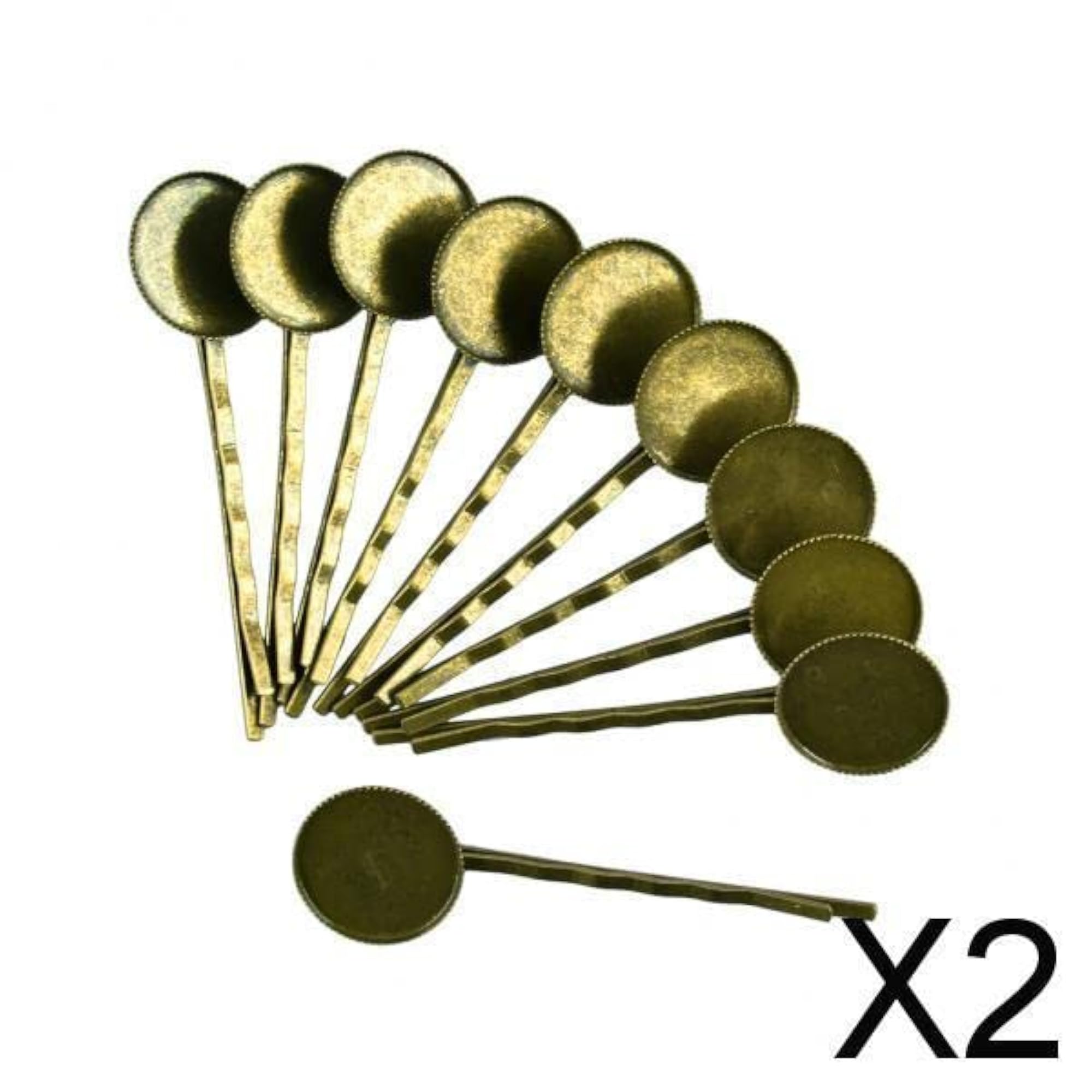 2X10 Pieces Antique Bronze Hair Slide with Cabochon Bezel Setting