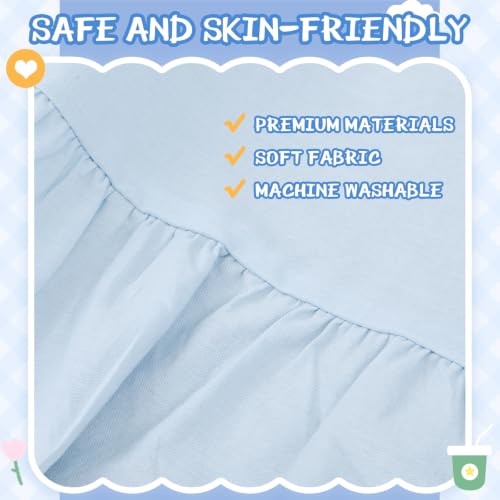 Image of Hahafelt Blue Crib Skirt for Baby Girls Boys, 100% Washed Cotton Bed Skirt