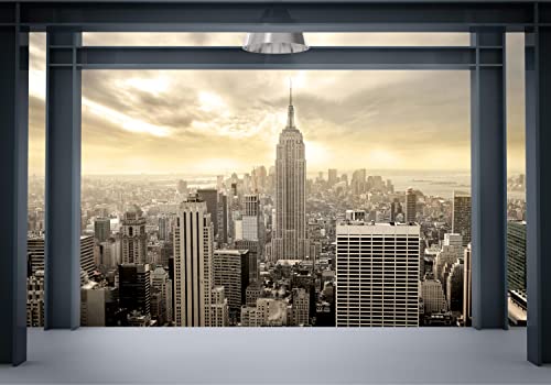 wandmotiv24 Fototapete Blick aus dem Fenster von New York, 300 x 210 cm -...