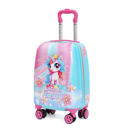Mala Infantil Escolar/Viagem Com Giro 360º Skeet Resistente Unicornio Rosa