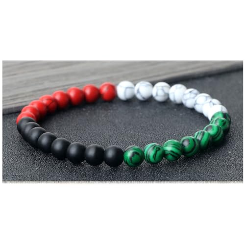 FORUBUS Palestinian Flag Beaded Bracelet - Support Palestine Strand Bracelet for Men and Women, Palestinian Colored Beads Stretchy Bracelet, Support Free Palestine Accessories3