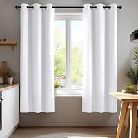 Deconovo Curtains Blackout Thermal Insulated Eyelet Blackout Curtains for Kitchen 42 x 45 Inch Drop Silver Grey 2 Panels