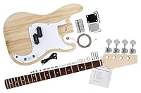 Rocktile E-Bass Bausatz PB-Style - DIY E-Bass Komplettbausatz inklusive Elektronik - Paulownia Korpus - Ahorn Hals - Palisander Griffbrett - Split-Coil Pickup - Natur