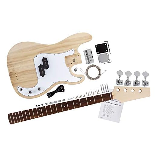 Kit DIY Rocktile PB Bajo Eléctrico - Kit "Hazlo tú mismo" PB-Style - Cuerpo: Paulownia - Mástil: Arce atornillado - Diapasón: Blackwood