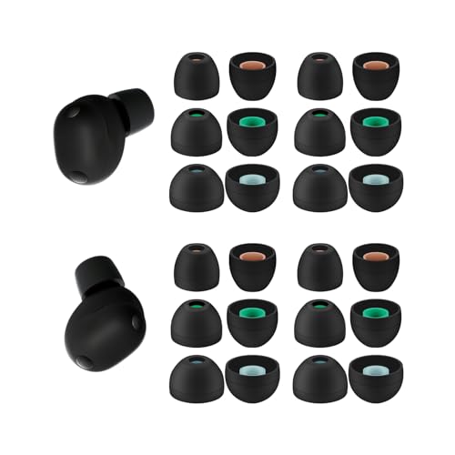Replacement Silicone Ear Tips for Sony WF-1000XM6 / WF-1000XM5 / WF-1000XM4 Earbuds 12 Pairs (S/M/L) (Black)