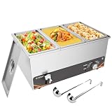 DULNICE 3 Bacs Bain-Marie Électrique en Acier Inoxydable, 1500W