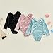 Honganda Kids Toddler Girl Ballet Leotard Long Sleeve Velvet Solid Color V Neck Dance Romper Gymnastics Ballet Outfit 1-6T (Sky Blue, 3-4T)