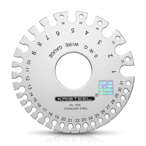 Image of Kristeel Round Wire Gauge (1-36 SWG) | Stainless Steel Wire & Sheet Thickness Measuring Gauge | Dual Scale SWG to mm Conversion | Pack of 2