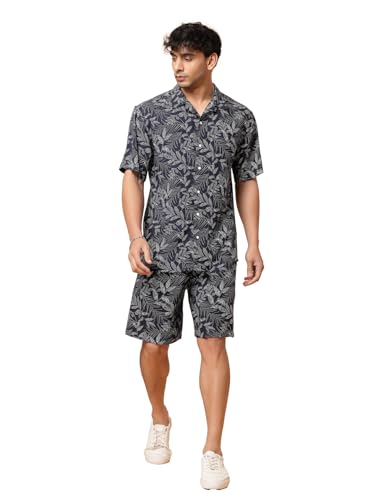 Image of Rigo Printed Co-Ord Set for Men's | Casual Shirt & Shorts Night Suit Set | Lounge-wear Nightdress Pajama Set for Men's | Night Wear, Beach Wear, Vacation Wear Outfit