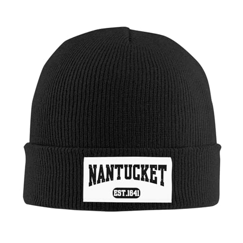 Nantucket Massachusetts Est. 1641 Knit Hats Beanie Hat Warm Winter Ski Cap Black