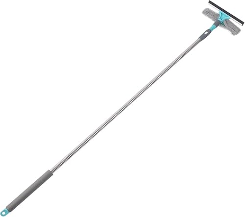 DYTesa Limpiador de ventanas y limpiador de microfibra, kit de lavado de ventanas 2 en 1, equipo de limpieza telescópico de 64 pulgadas con cabezal