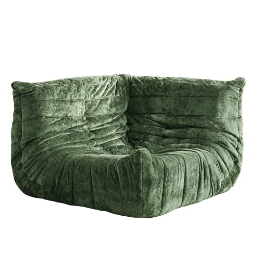 Image of Bean Bag Chair, Memory Foam Bean Bag Chairs for Adults, Fireside Corner Chair Lazy Floor Corner Sofa for Living Room, Bedroom, Dorm, Office(Green)