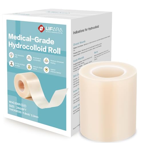 LIFARA Hydrocolloid Roll for Wound Care - Cut-to-Size, Hydrocolloid Patch Bandages with Self-Adhesive, Ultra Absorbent & Waterproof, First Aid Kit Essential (11.8mil/ 0.3mm Thickness, 2in*8ft)