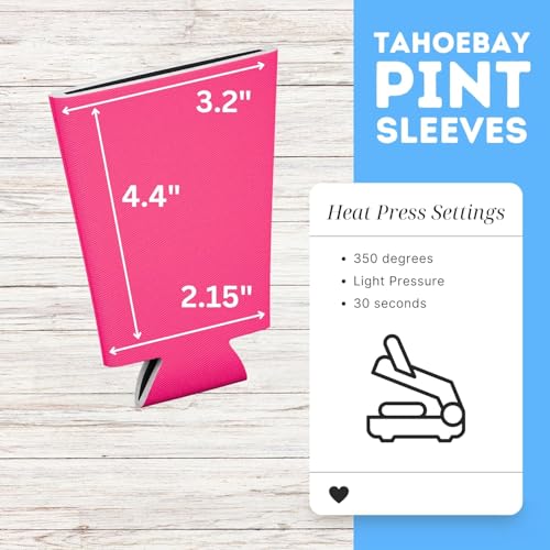 Image of TahoeBay Blank Pint Glass Sleeves, Beer Coolers, 6-Pack, Hot Pink | Insulating Foam Cooler, 16oz Collapsible Tapered Beverage Holder, Bar Cup Insulator for Transfer Vinyl, HTV, Sublimation, DTF
