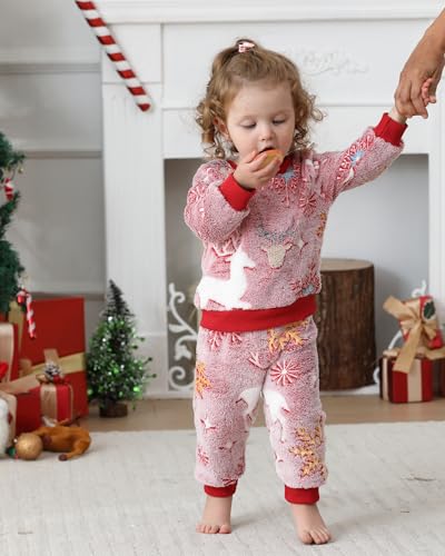 Image of Jecson Toddler Girl Clothes Baby Girl Fleece Hoodie Outfits Thick Thermal Winter Leggings 2Pcs Clothing Sets 6M-4T