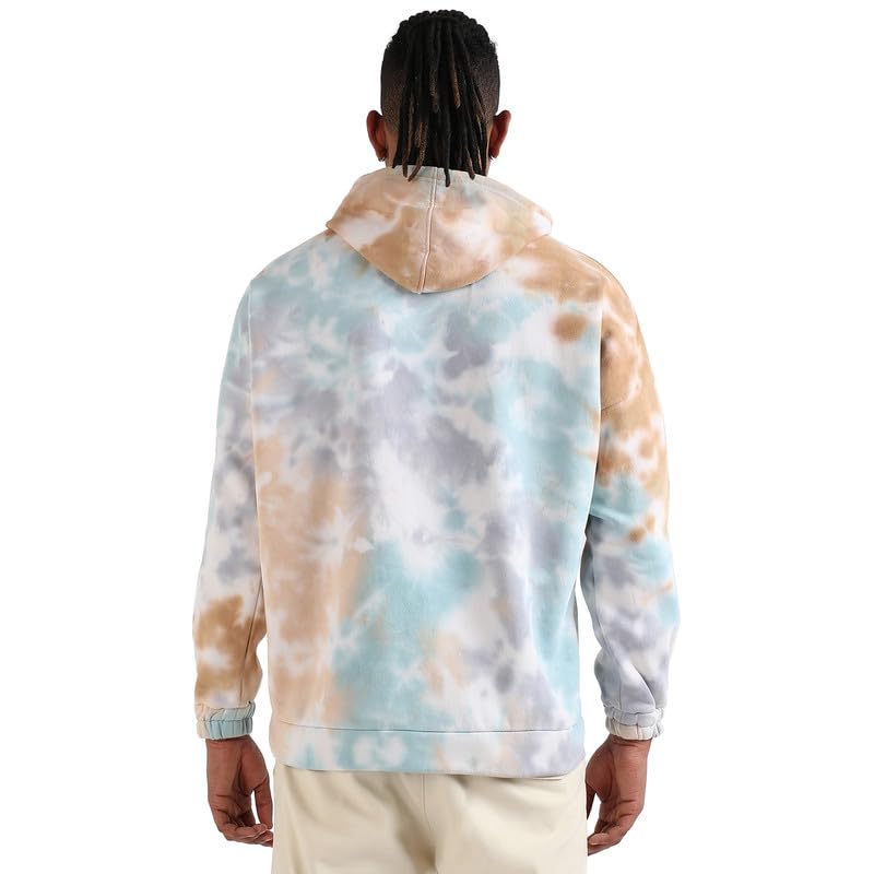 Image of CAHOOT Men's Dark Blue Zip-Front Hoodie with Contrast Drawstring for Casual Wear | Long Sleeve | Hooded Neck | Zipper Closure | Cotton Sweatshirt Crafted with Comfort Fit for Everyday Wear