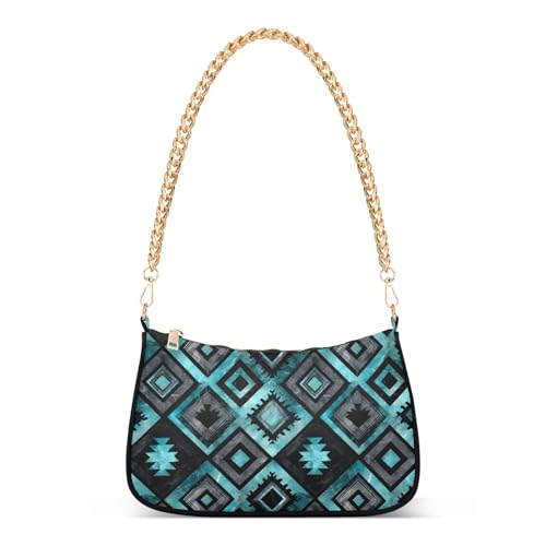 Bolso Tote Negro Mármol Turquesa para Mujer miniatura 1