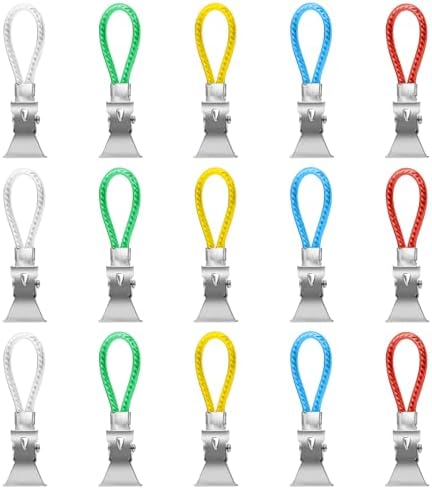 PXBSNB Handtuchclips 12 Stück - Metall Klammern Mit Baumwollseil Für Küche & Bad (Schwarz)