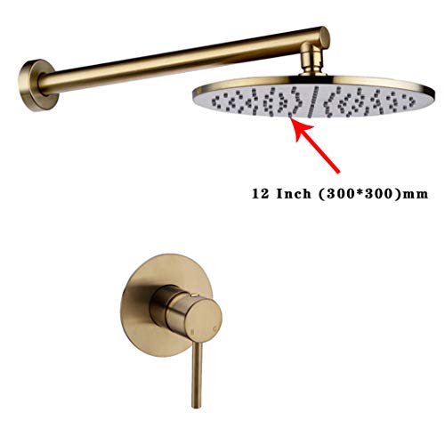 Pomme de douche ronde anti-calcaire et système de douche mural doré pour rénovation durable - 2