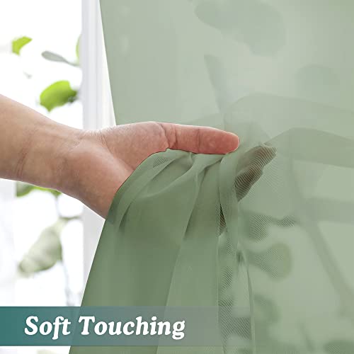 Image of Chyhomenyc Sheer Window Curtains 144 inch Extra Long 2PCS, Airy Scarf Drapes Rod Pocket Window Treatments for Christmas /Wedding /Living Room /Anniversary, 12FT L, 42Wx144L, Sage Green