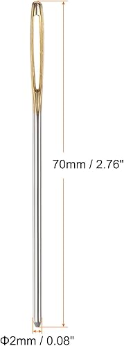 Miniatura 15 de HARFINGTON 20 agujas de coser romas grandes de 0.079 pulgadas de diámetro, agujas de tapiz de acero inoxidable, agujas de tejer con tubo de Tono