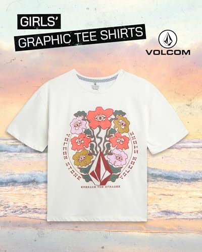 Image of Volcom Girls Shirts - Casual Crewneck Short Sleeve Graphic Tee Trendy Tops - Breathable Girls Summer Clothes